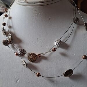 Elegant Silver and Gold Multi-Strand Necklace